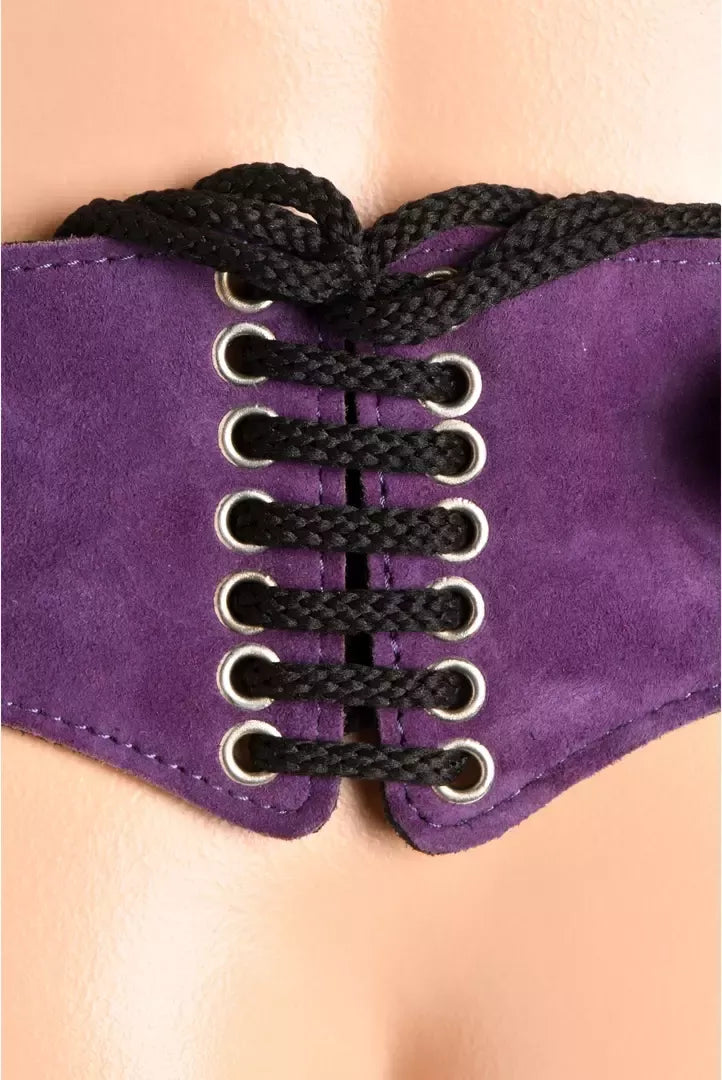 Bodice Deluxe Leather Corset Harness Purple - Reguliuojamo komforto modelis