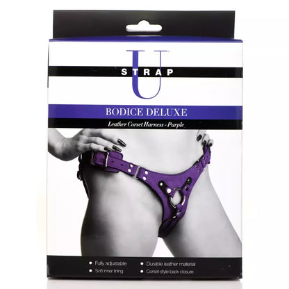 Bodice Deluxe Leather Corset Harness Purple - Reguliuojamo komforto modelis