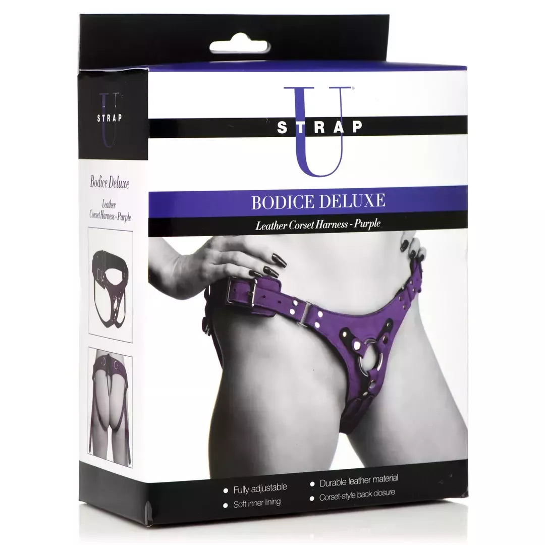 Bodice Deluxe Leather Corset Harness Purple - Reguliuojamo komforto modelis