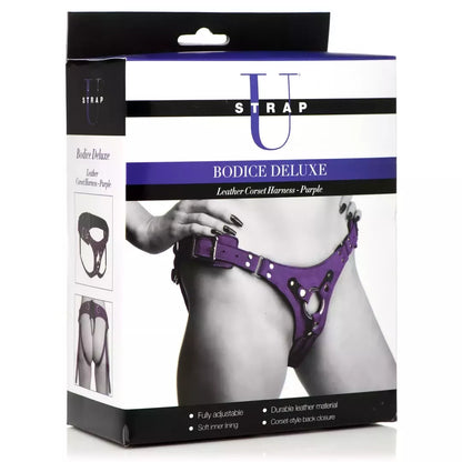 Bodice Deluxe Leather Corset Harness Purple - Reguliuojamo komforto modelis