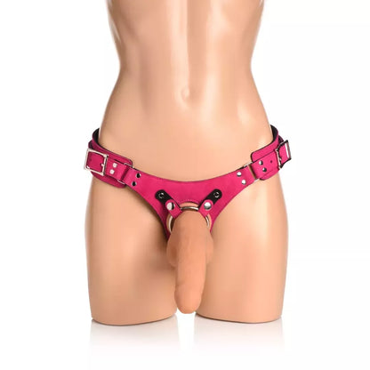 Bodice Deluxe Leather Harness purpuriniai – reguliuojama korseto sistema