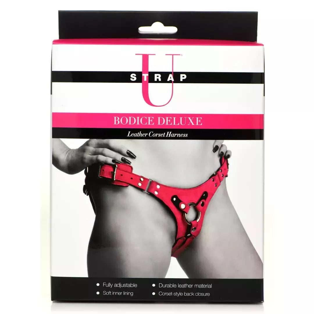 Bodice Deluxe Leather Harness purpuriniai – reguliuojama korseto sistema