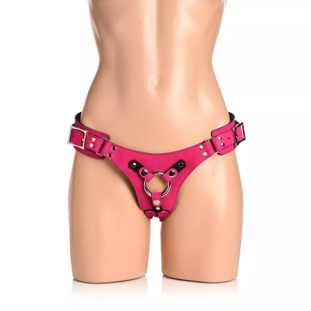 Bodice Deluxe Leather Harness purpuriniai – reguliuojama korseto sistema