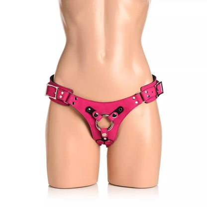 Bodice Deluxe Leather Harness purpuriniai – reguliuojama korseto sistema