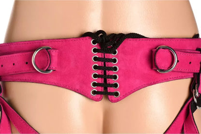 Bodice Deluxe Leather Harness purpuriniai – reguliuojama korseto sistema