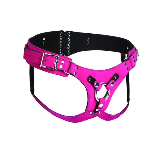 Bodice Deluxe Leather Harness purpuriniai – reguliuojama korseto sistema