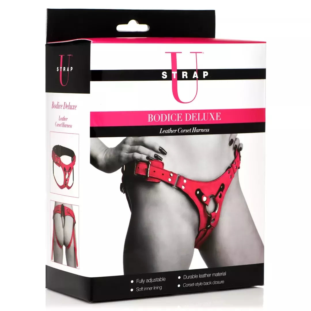 Bodice Deluxe Leather Harness purpuriniai – reguliuojama korseto sistema