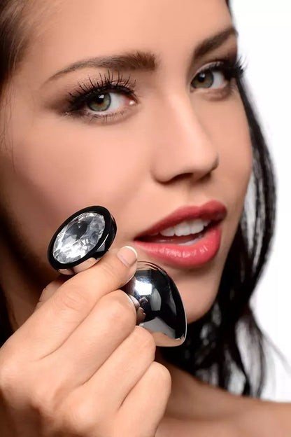 Booty Sparks Clear Gem Plug Small – aliumininis, smailėjantis, su kristalo akcentu