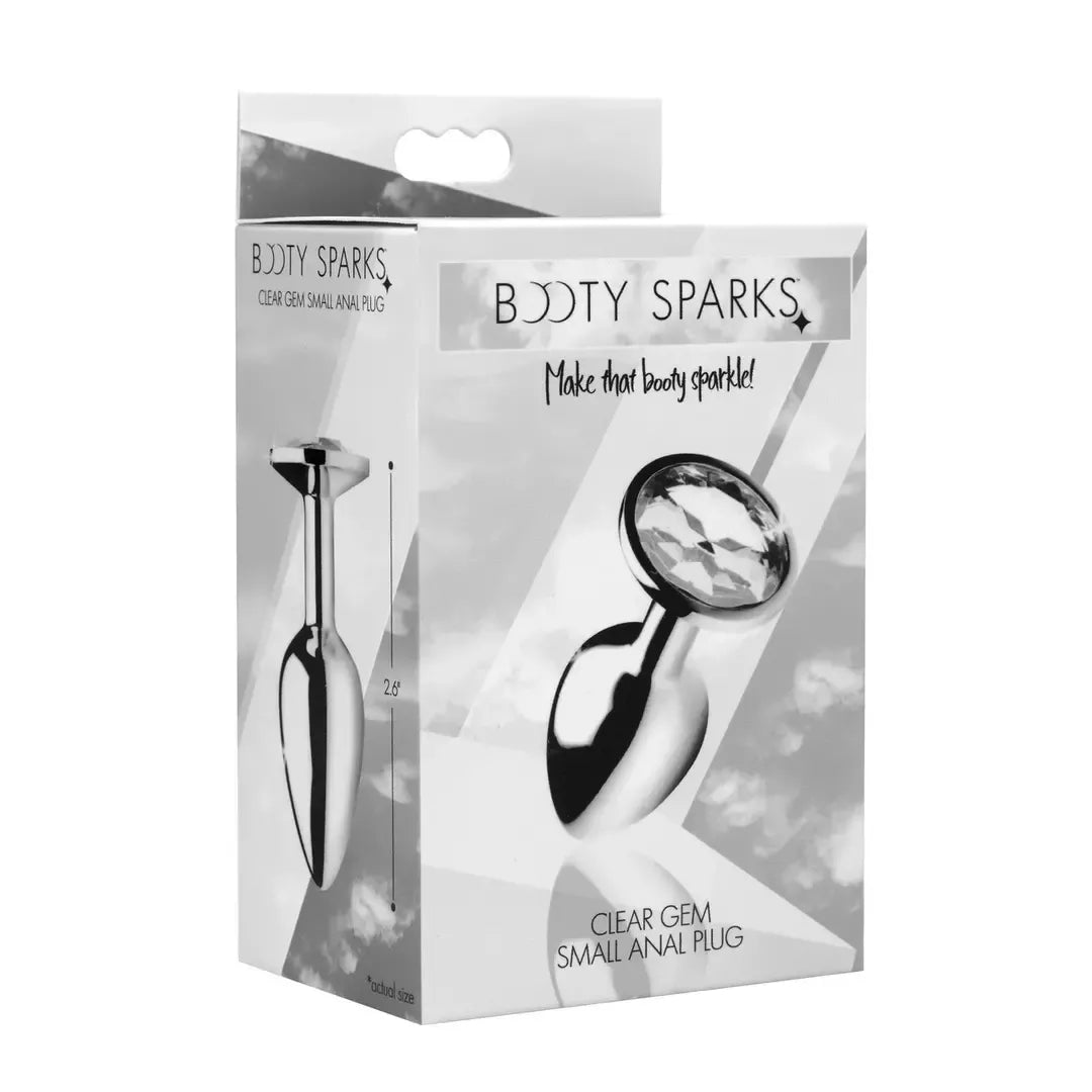 Booty Sparks Clear Gem Plug Small – aliumininis, smailėjantis, su kristalo akcentu