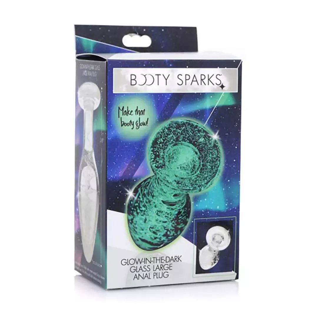 Booty Sparks Glass Plug Large – tamsoje šviečiantis borosilikatinio stiklo analinis kaištis
