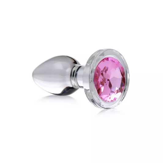 Booty Sparks Pink Gem Glass Plug Small – lygus higieniškas dizainas