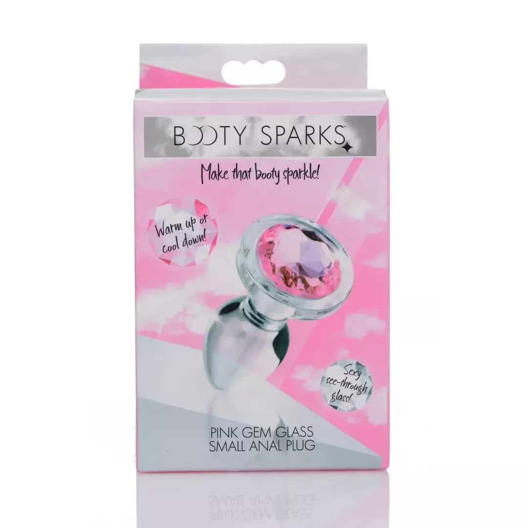 Booty Sparks Pink Gem Glass Plug Small – lygus higieniškas dizainas