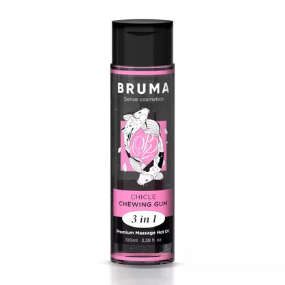 BRUMA Premium 3-in-1 masažo aliejus, kramtomosios gumos kvapo, 100 ml, veganiška formulė