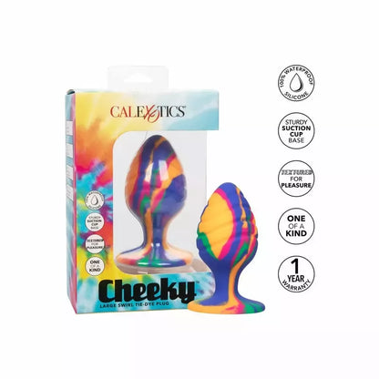 CalExotics Cheeky Large Swirl Plug silikoninis, „tie-dye“ rašto, 9 cm