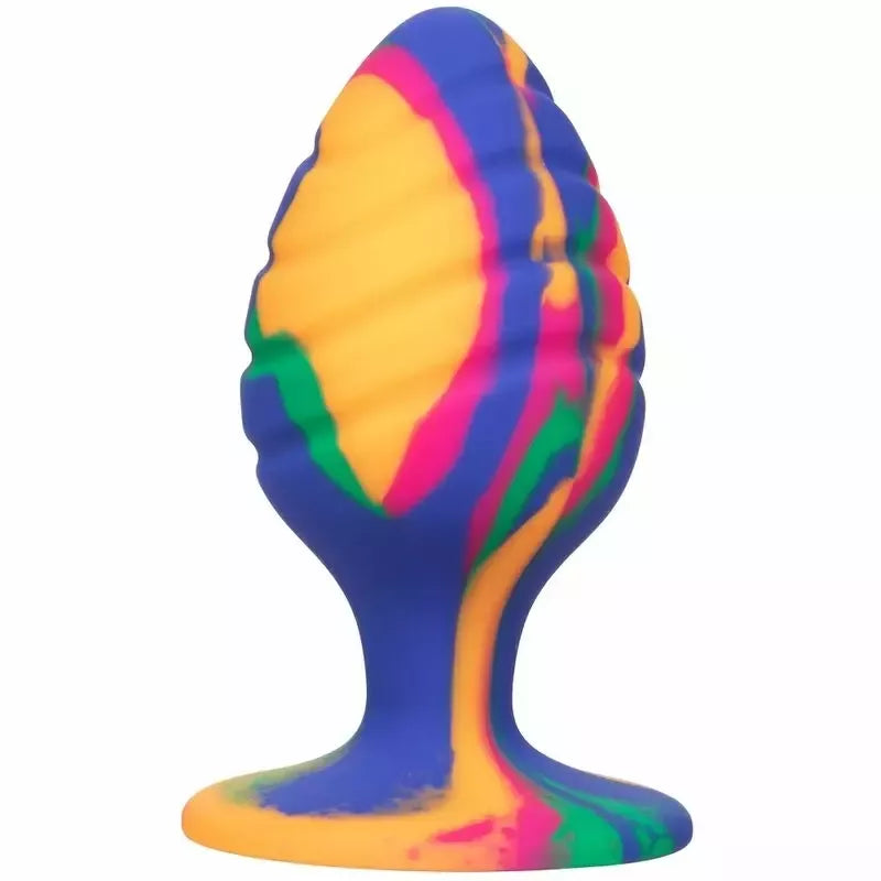 CalExotics Cheeky Large Swirl Plug silikoninis, „tie-dye“ rašto, 9 cm
