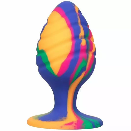 CalExotics Cheeky Large Swirl Plug silikoninis, „tie-dye“ rašto, 9 cm