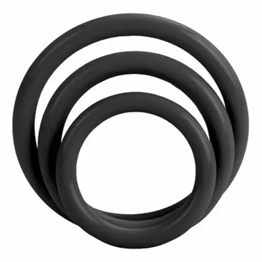CalExotics Tri-Rings Black Set – lankstūs silikoniniai atraminiai žiedai, 3 dydžiai