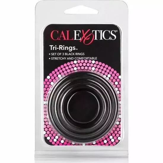 CalExotics Tri-Rings Black Set – lankstūs silikoniniai atraminiai žiedai, 3 dydžiai