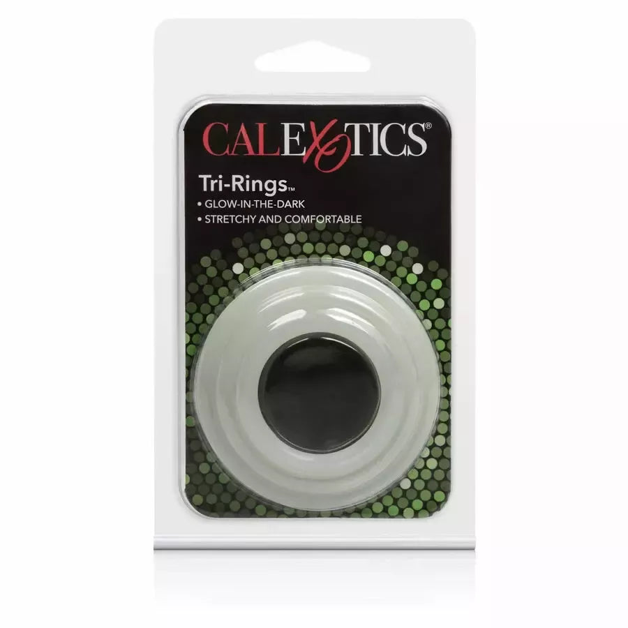 CalExotics Tri-Rings Glow In The Dark silikoninių žiedų rinkinys, 3 dydžiai
