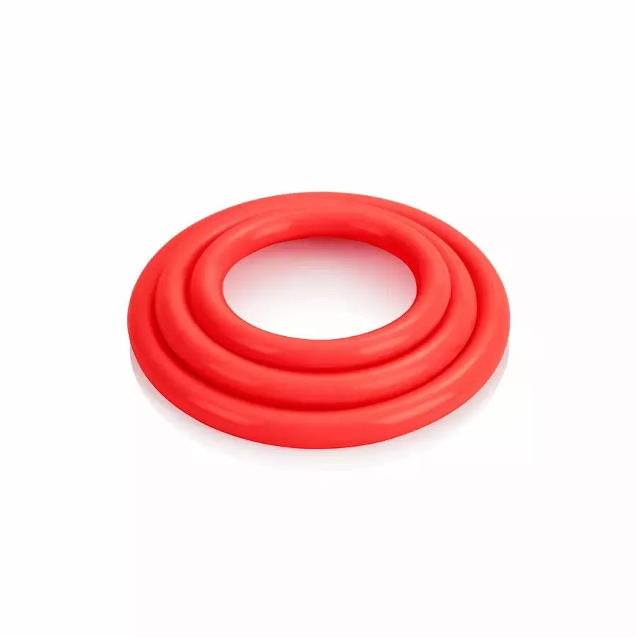 CalExotics Tri-Rings Set Red – silikoniniai anatominiai žiedai, 3 dydžiai