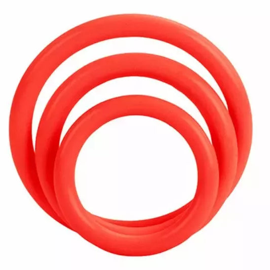 CalExotics Tri-Rings Set Red – silikoniniai anatominiai žiedai, 3 dydžiai