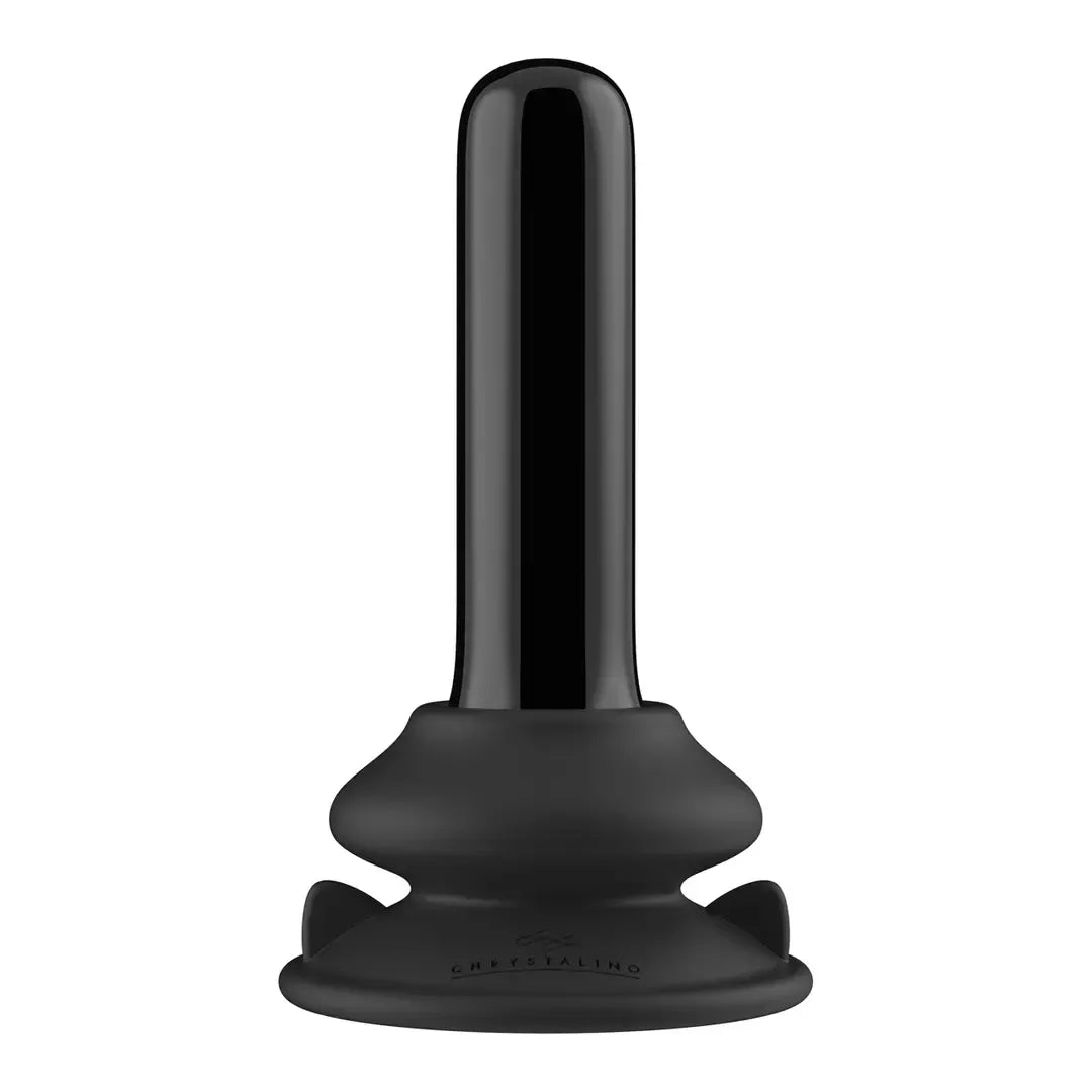 Chrystalino Thumby juodo stiklo modelis su 10 vibracijos greičių ir siurbtuku