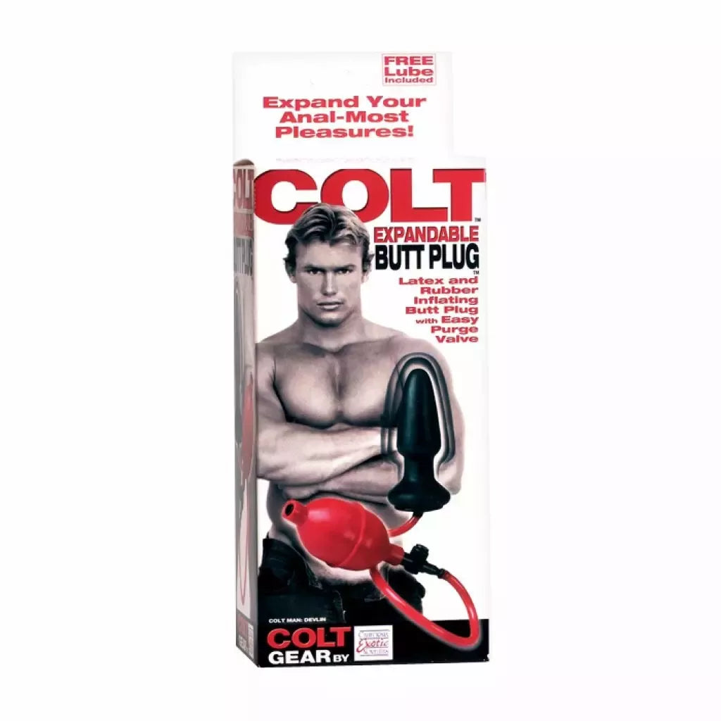 Colt Expandable Inflatable Plug 10 cm lateksinis reguliuojamo dydžio analinis kamštis, juodas