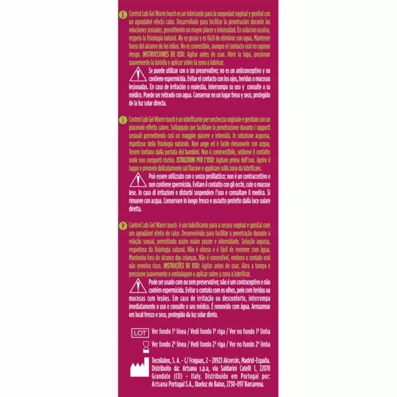 Control Lub Gel Warming Effect 75 ml – vandens pagrindo intymus lubrikantas