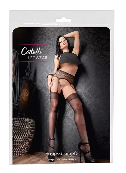 Cottelli Collection 20 Denier žvilgančios juodos klasikinės kojinės