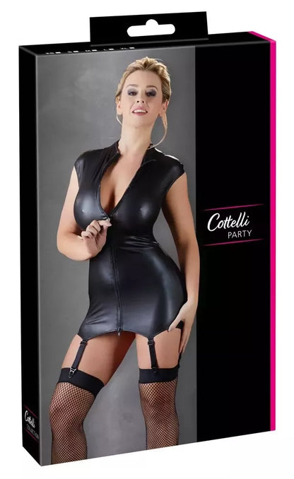 Cottelli Collection blizgi juoda mini suknelė su reguliuojamomis juostelėmis S