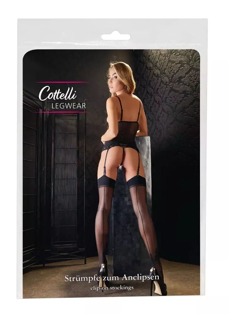 Cottelli Collection juodos kojinės su dekoratyvine siūle, 15 DEN