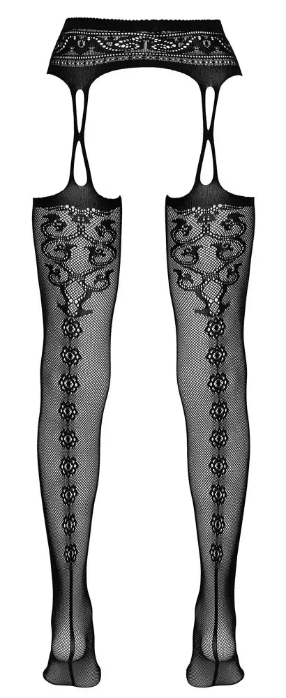 Cottelli Collection pėdkelnės su dirželiais L/XL – juodas tinklelis, siūlės detalė