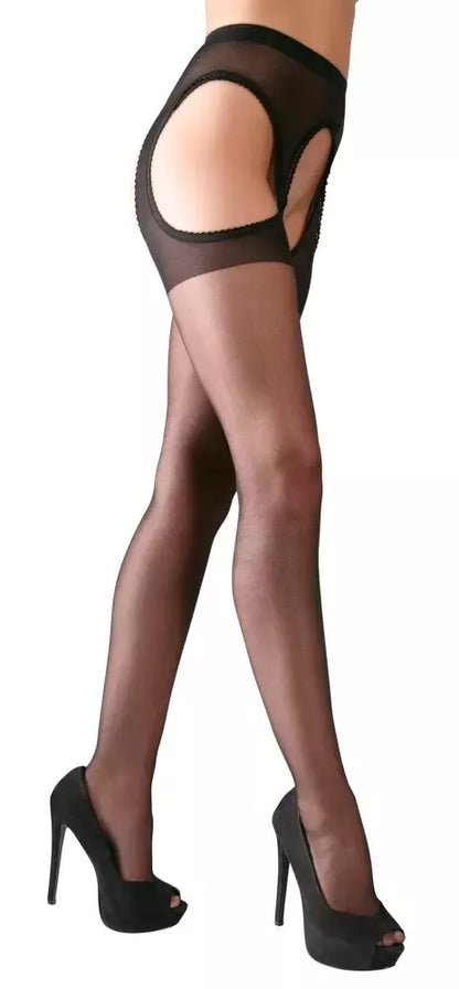 Cottelli Collection pėdkelnės su diržo imitacija, juodos, L/XL, su nėrinių apdaila