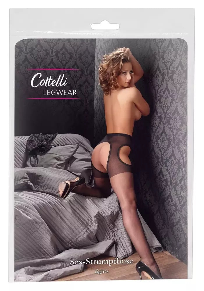 Cottelli Collection pėdkelnės su diržo imitacija, juodos, L/XL, su nėrinių apdaila