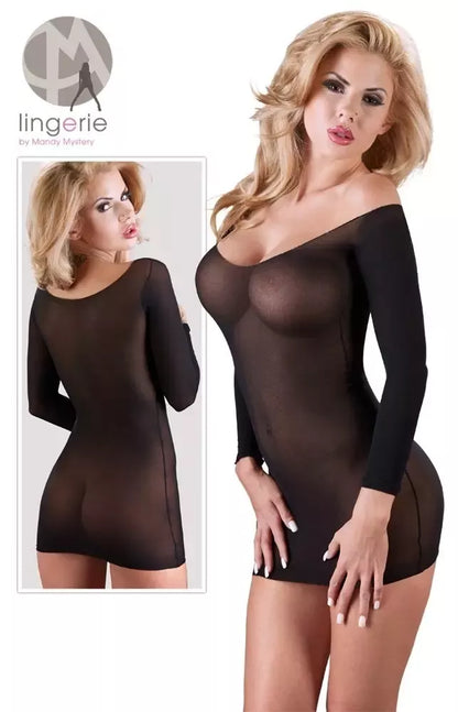 Cottelli Collection permatoma nailoninė mini suknelė su aukso spalvos detalėmis, S-L