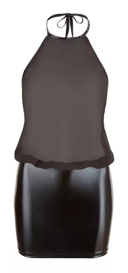 Cottelli Collection šifoninė suknelė XL, juoda – apynasrio tipo iškirptė, wetlook sijonas