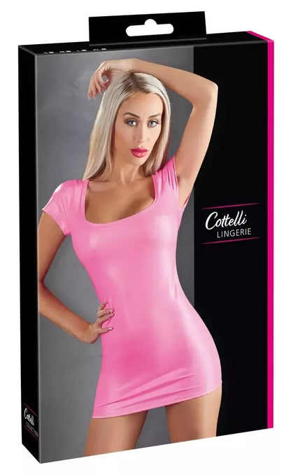 Cottelli Collection suknelė Hot Pink XL – žvilganti, prigludusi proginė apranga