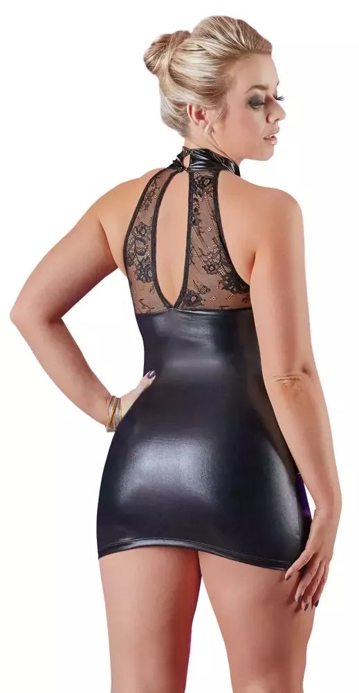 Cottelli Collection suknelė M, juoda, šlapio efekto audinys ir nėriniai, elegantiškas dizainas