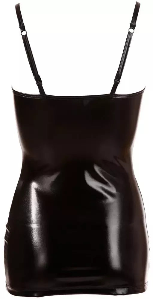 Cottelli Collection suknelė Wet Look XL su reguliuojamomis petnešėlėmis, juoda