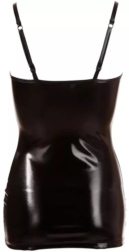 Cottelli Collection suknelė Wet Look XL su reguliuojamomis petnešėlėmis, juoda