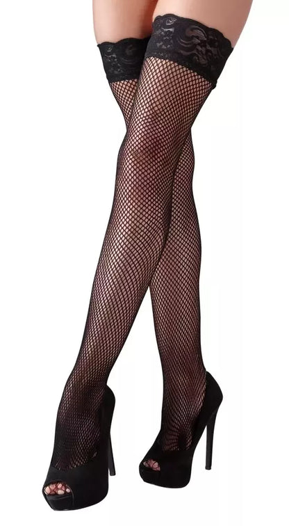 Cottelli Collection tinklinės kojinės su silikonine juostele, juodos, dydis S