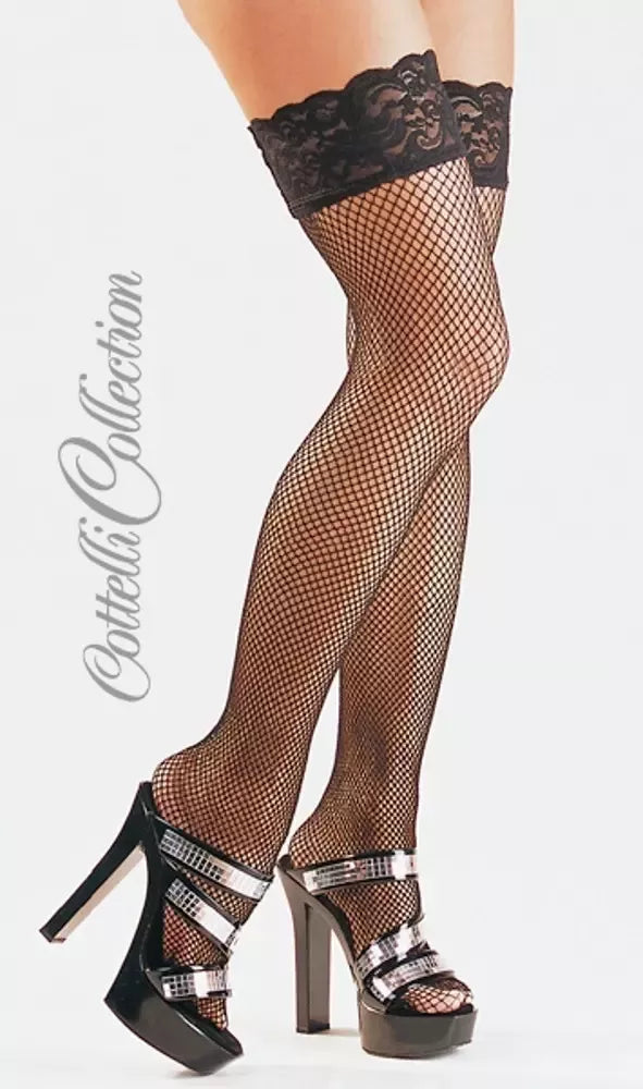 Cottelli Collection tinklinės kojinės su silikonine juostele, juodos, dydis S