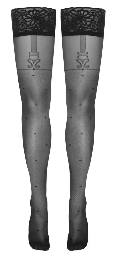 Cottelli Legware Flirt 3 juodos tinklinės kojinės su nėrinių krašteliu 40 DEN