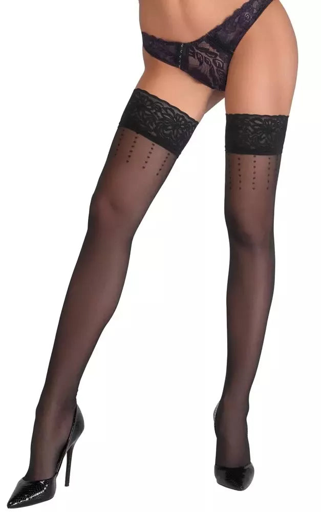 Cottelli LEGWARE Hold-Ups Dot 5 juodos 20DEN kojinės su silikonine juostele