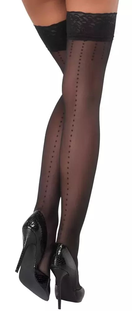 Cottelli LEGWARE Hold-Ups Dot 5 juodos 20DEN kojinės su silikonine juostele