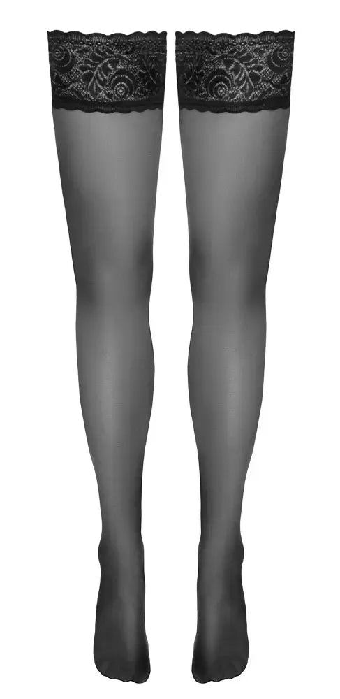 Cottelli Legware Hold-Ups juodos spalvos su nėriniuota viršutine dalimi 20 den. neslystančios 8 cm S/M
