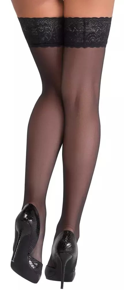 Cottelli Legware Hold-Ups juodos spalvos su nėriniuota viršutine dalimi 20 den. neslystančios 8 cm S/M