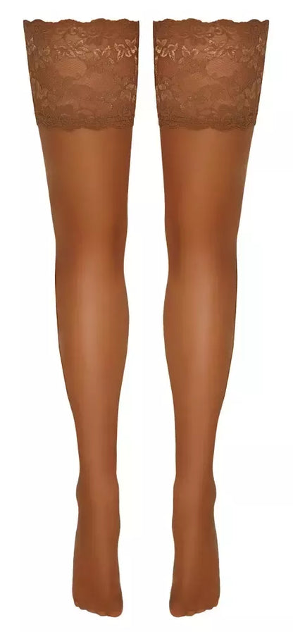 Cottelli Legware Hold-Ups Skin 2 – šviesaus kūno atspalvio kojinės, 14 cm nėriniai, 20 den