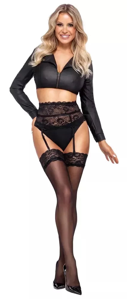 Cottelli LEGWARE juodos kojinės su nėrinių viršumi XL, 20 denier, Oeko-Tex