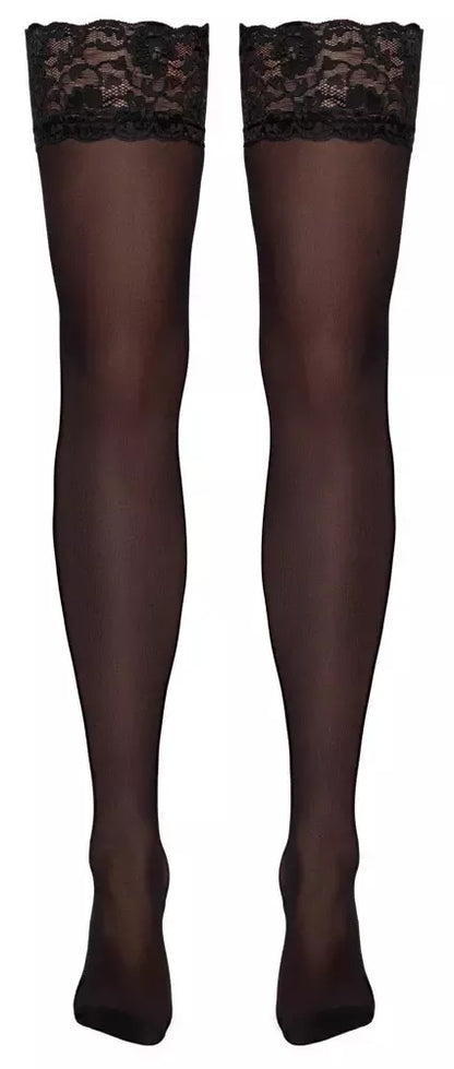 Cottelli LEGWARE juodos kojinės su nėrinių viršumi XL, 20 denier, Oeko-Tex